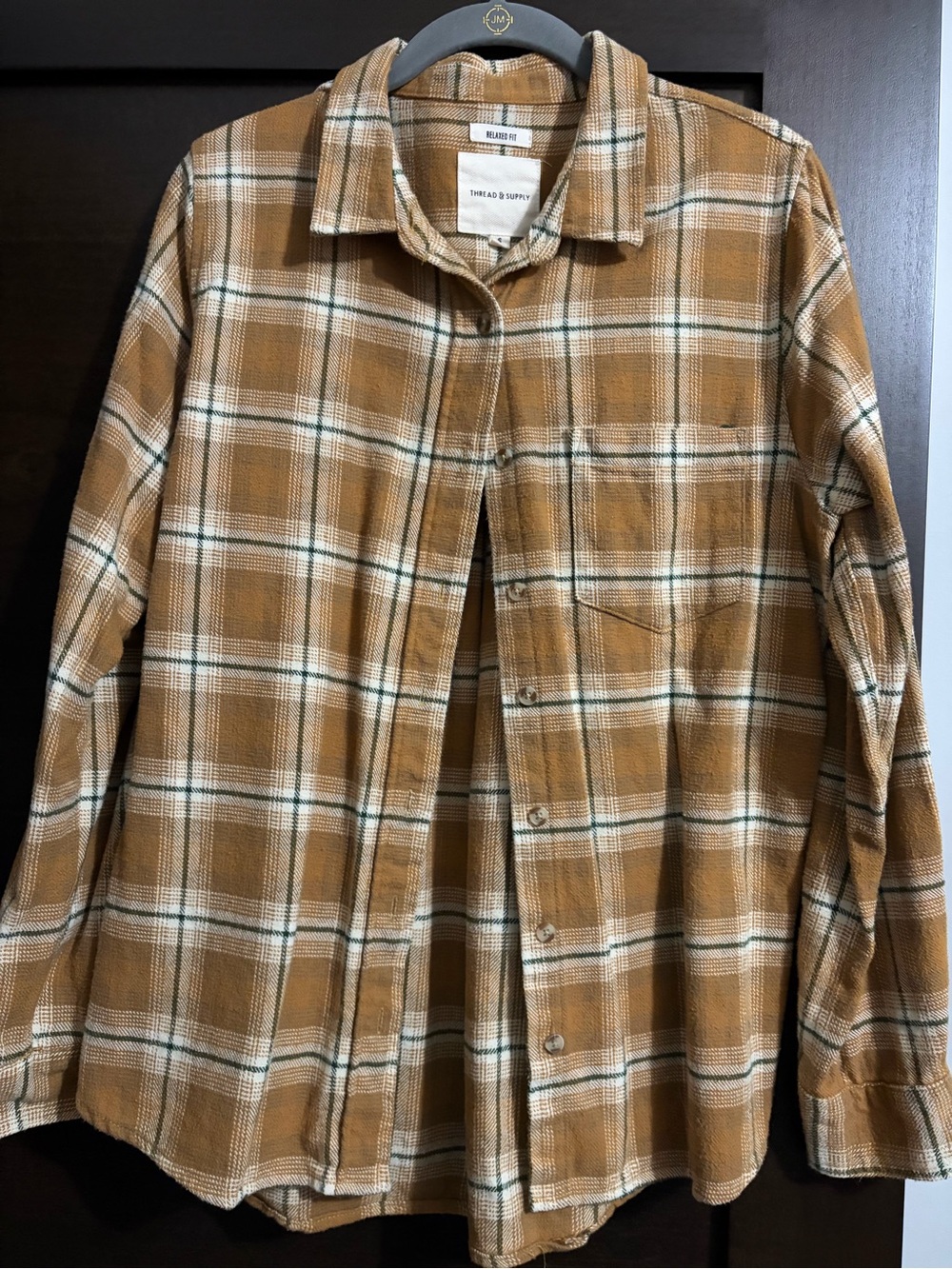 Thread & Supply Mustard Plaid Relaxed-Fit Shirt